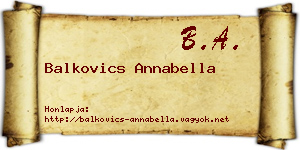 Balkovics Annabella névjegykártya
